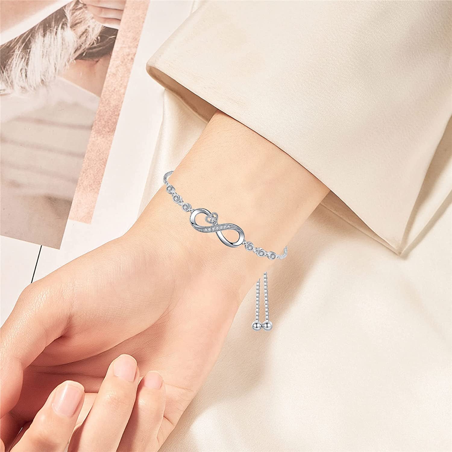 Infinity Love Bracelets for Women Girls, Birthday Christmas Jewelry Gifts for Mom Girlfriend Wife from Daughter Son