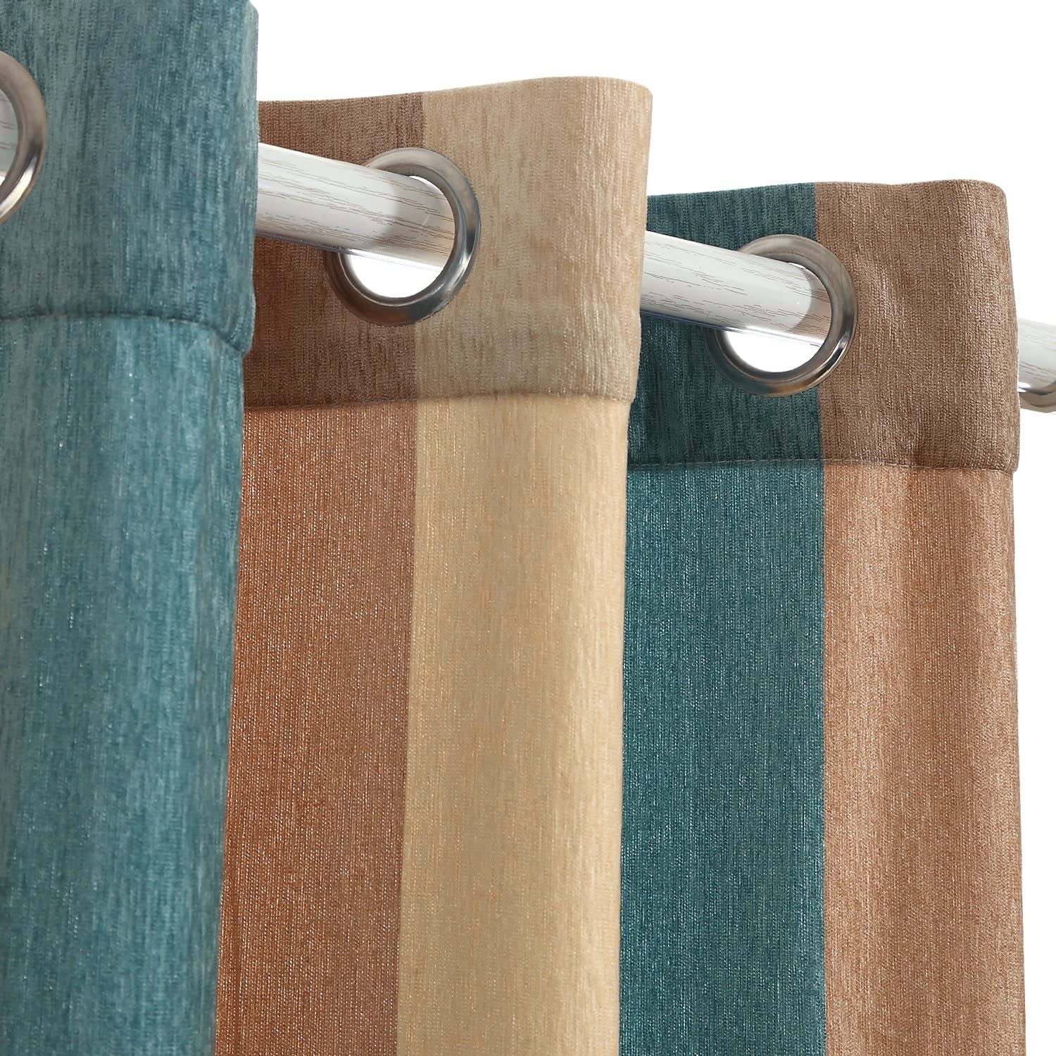 Bedroom Curtains Absolute Heat Insulation Chenille Vertical Striped Color Window Curtains Living Room Buttonhole Curtains Single Panel (W52Xl84, Blue)