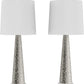 Lavish Home Table Lamps Set of 2 Contemporary Hammered-Look Glass for Bedroom, Living Room, Office with Energy-Efficient LED Bulbs