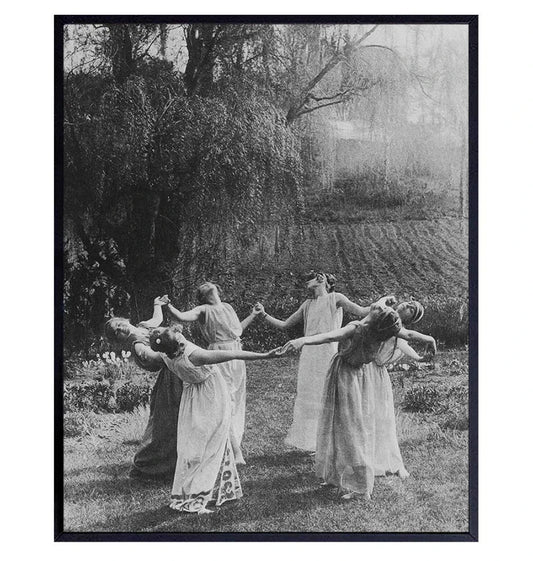 Wiccan Decor - Witch Coven - Wicca Decor - Gift for Witchcraft and Black Magic Fans - Gothic Wall Art - Goth Room Decor - Creepy Scary Vintage Picture Photo - Halloween Decorations