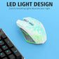 Wireless Gaming Mouse, Rechargeable Computer Mouse Mice with Colorful LED Lights, Silent Click, 2.4G USB Nano Receiver, 3 Level DPI for PC Gamer Laptop Desktop Chromebook Mac -White