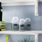 Glass Canister Set for Kitchen or Bathroom with Airtight Lid and Chalkboard Labels, Apothecary Glass Food Storage Jars - Set of 3 Cookie Jars, Candy, Coffee, Flour, Sugar, Rice, Pasta, Cereal & More, Clear Storage Containers!