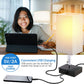 Bedside Table Lamp - Pull Chain Table Lamp with 2 USB Charging Ports, Solid Bedroom Lamps with Gray Fabric Shade Nightstand Light for Living Room, Office, Reading (LED Bulb Included)