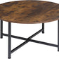 round Coffee Table, Industrial Style Cocktail Table Modern Leisure Tea Table, Kitchen Dining Table for Living Room, Dining Room, Tea, Home Office Balcony with Durable Metal Frame