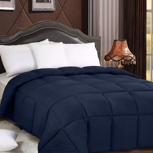 All Season 250 GSM Comforter - Soft down Alternative Comforter - Plush Siliconized Fiberfill Duvet Insert - Box Stitched (Twin/Twin XL, Navy)