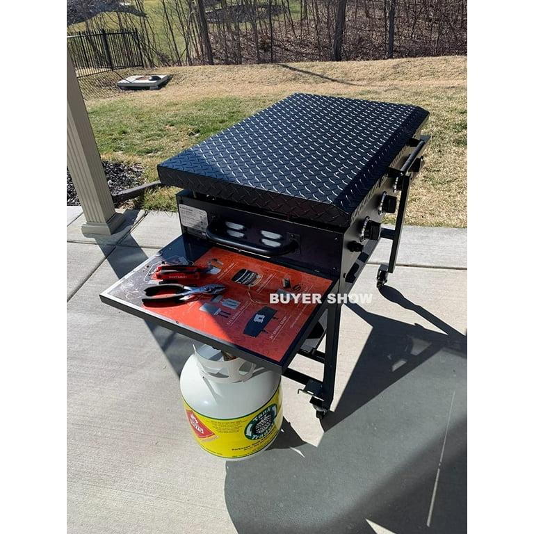 HECASA Griddle Top Cover Lid Diamond Plate Powder Coated Black Aluminum for BBQ 36" Blackstone Griddle Members and Griller