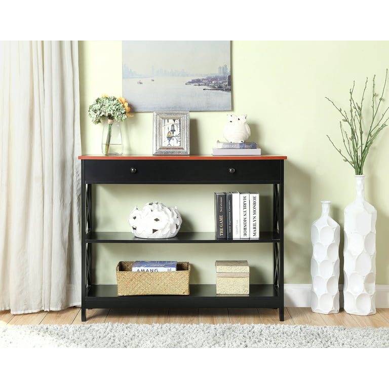 Convenience Concepts Oxford 1 Drawer Console Table, Cherry/Black