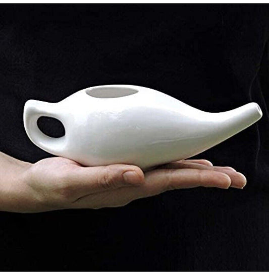 Neti Pot Ceramic Porcelain Nasal Wash Clear Allergy Congestion Mucus Dry Nose 1