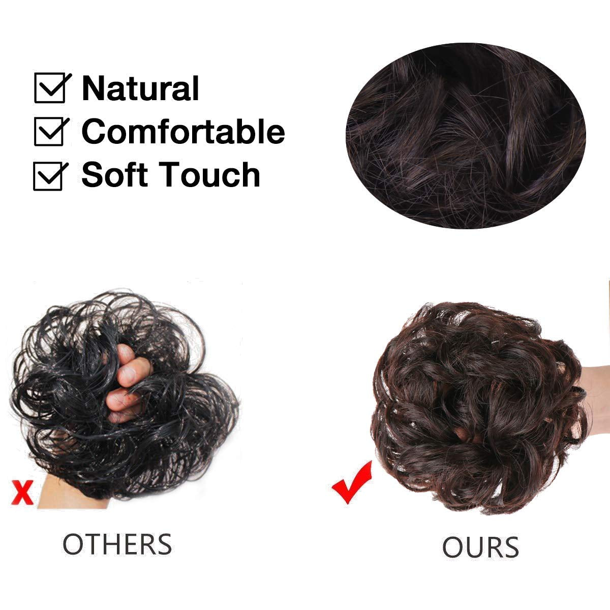 Messy Hair Bun Hair Scrunchies Extension 1PCS Curly Wavy Messy Synthetic Chignon for Women Updo Hairpiece