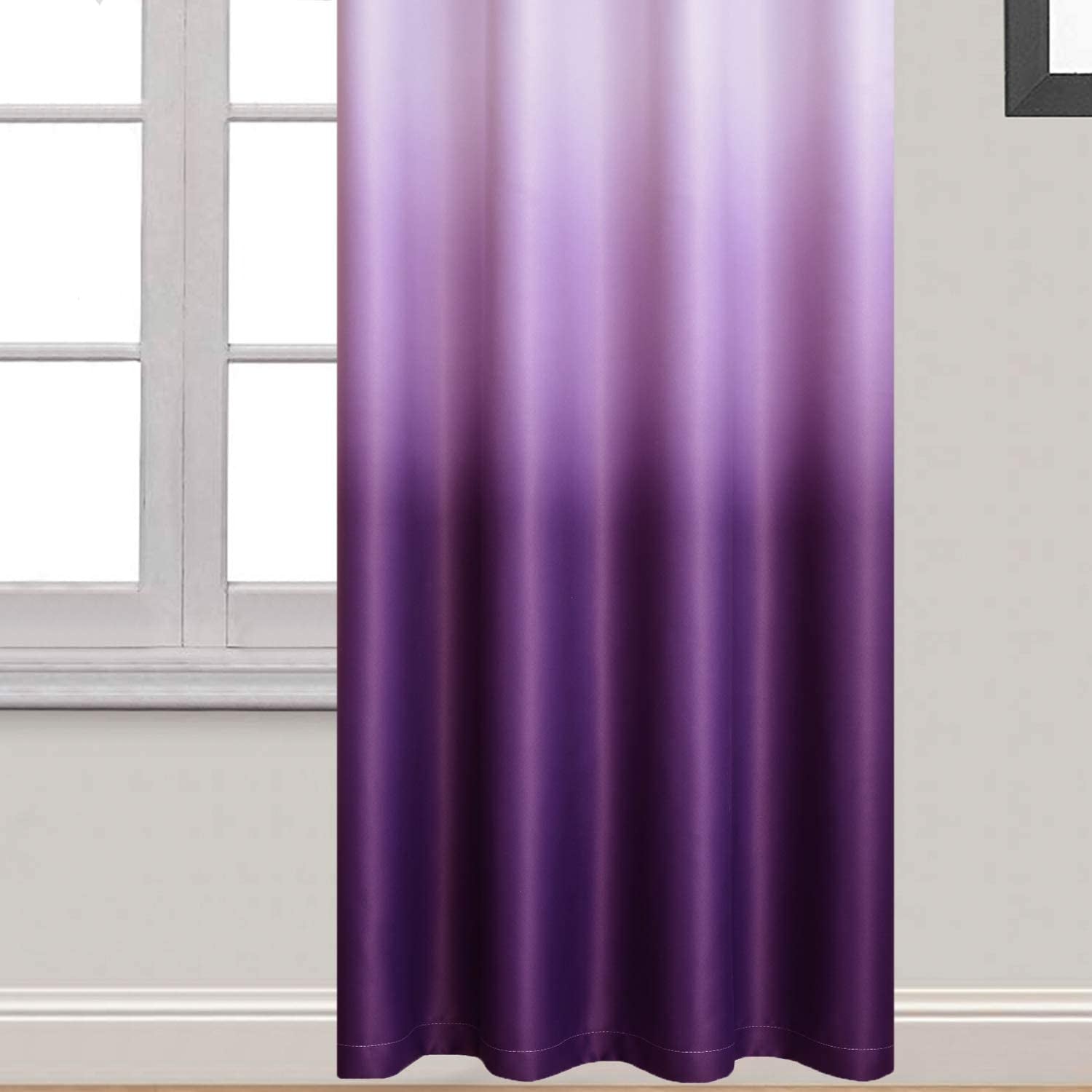 Light Blocking Gradient Color Curtains Purple Ombre Blackout Curtains Room Darkening Thermal Insulated Grommet Window Drapes for Living Room/Bedroom (Purple, 2 Panels, 52X84 Inch)