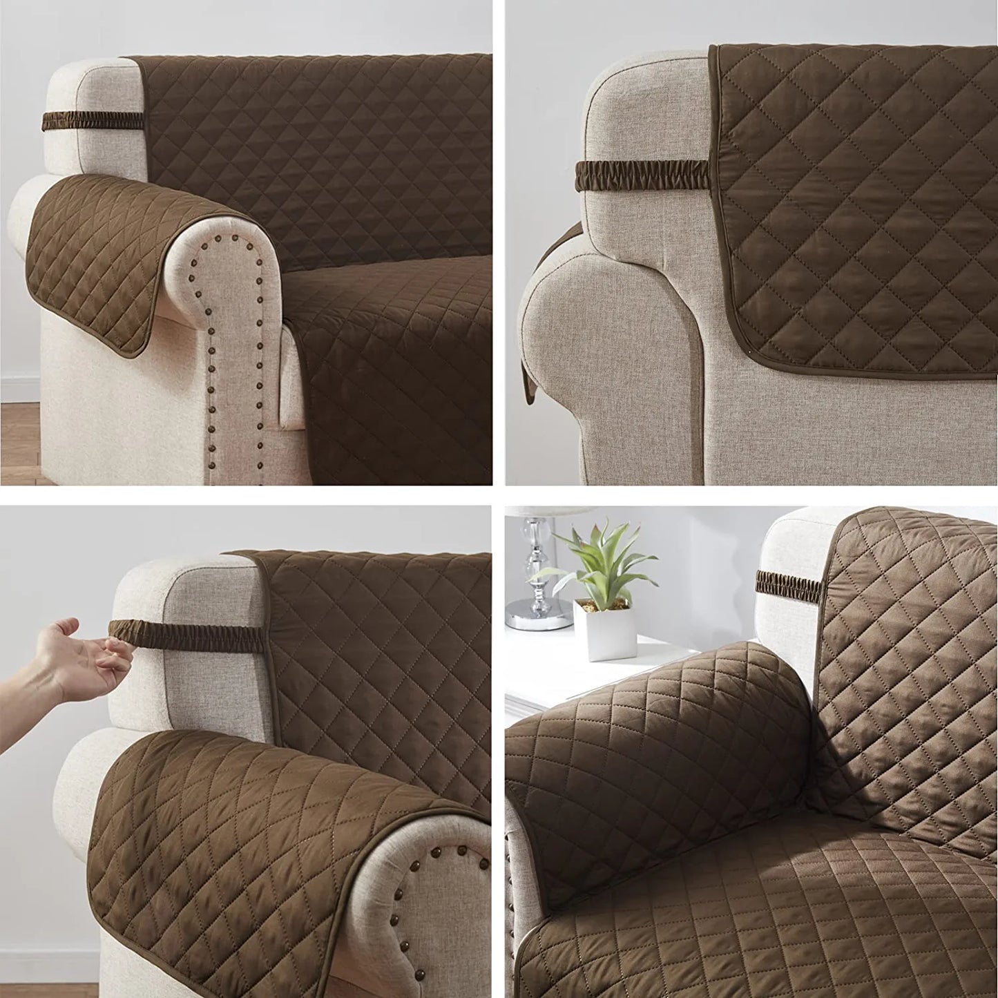 RHF Reversible Sofa Cover, Couch Covers for Dogs, Couch Covers for 3 Cushion Couch, Couch Covers for Sofa, Couch Cover, Sofa Covers for Living Room,Sofa Slipcover,Couch Protector(Sofa:Chocolate/Beige)