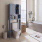 over the Toilet Bathroom Cabinet with 2 Doors & Adjustable Shelf, Free Standing Toilet Rack Space-Saving, L24.5Xw9Xh66 Inches, Grey