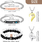 8 Pieces Couples Necklace Bracelet Matching Bracelets Set for Women Men, Her King His Queen I Love You Heart Crown Necklaces Boyfriend Girlfriend for Valentines Jewelry Gift