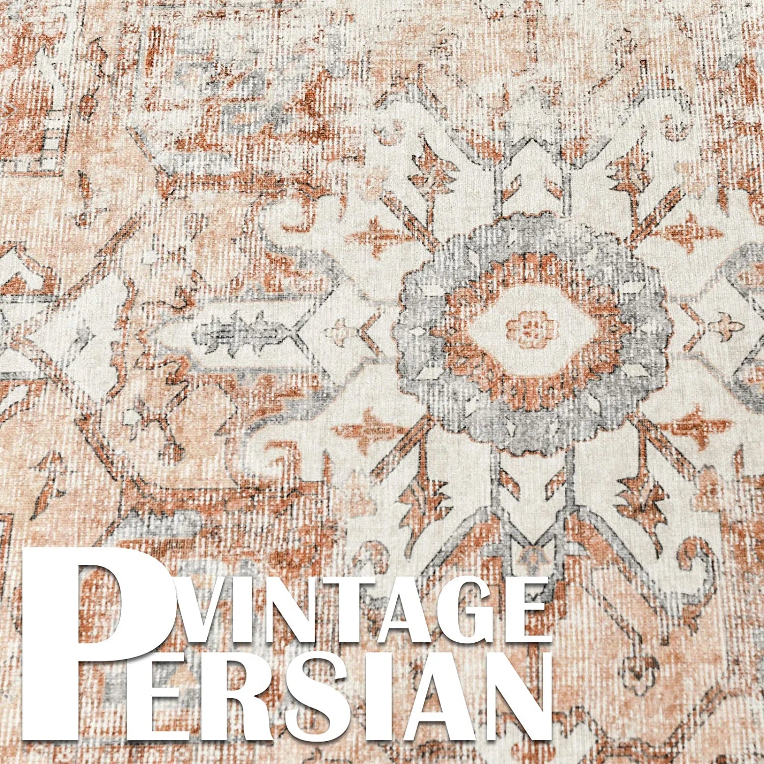 JINCHAN Area Rug 4X6 Persian Rug Vintage Rug Indoor Floor Cover Print Distressed Carpet Brick Red Multi Thin Rug Chenille Mat Foldable Accent Rug Lightweight Kitchen Living Room Bedroom Dining Room
