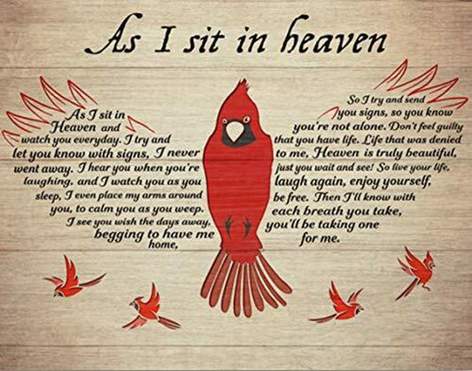 Vintage Tin Sign Cardinal That Fell from the Sky When I Was Sitting in Heaven