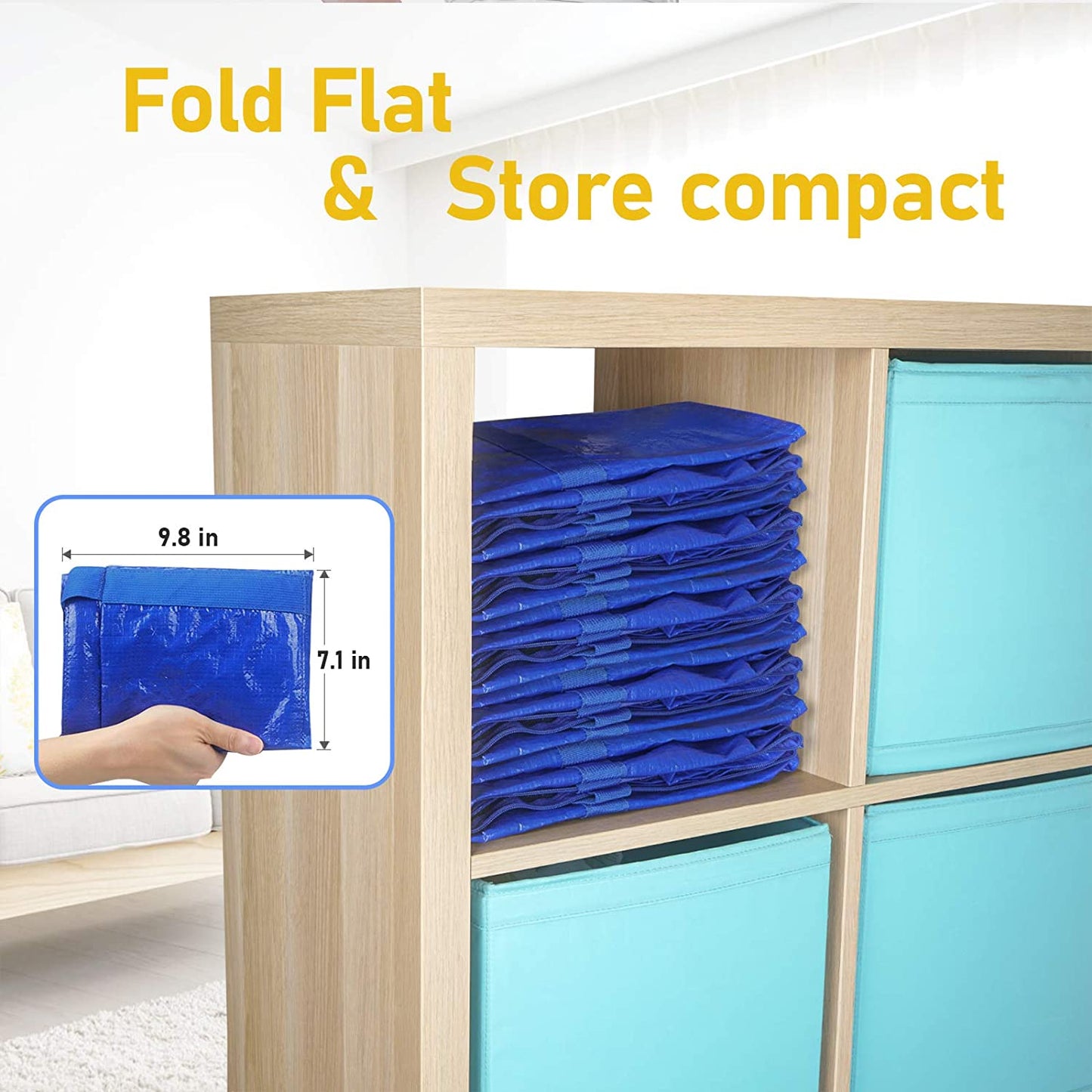6 Pack Extra Large Moving Bags with Zippers & Carrying Handles, Heavy-Duty Storage Tote for Space Saving Moving Storage