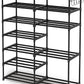Shoe Rack Shoe Shelf Shoe Storage Organizer with Side Hooks for Entryway, 24-30 Pairs Metal Shoe Rack Taller Shoes Boots Organizer
