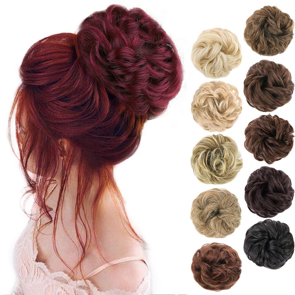 1PCS Messy Hair Bun Hair Scrunchies Extension Curly Wavy Messy Synthetic Chignon for Women Updo Hairpiece