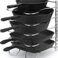Heavy Duty Pan Rack, Pot Lid Rack, Kitchen Cabinet Pantry Cookware Organizer Rack Holder | 5 Adjustable Dividers, Chrome