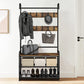 Coat Rack Shoe Bench 3-In-1 Hall Tree with Bench and Shoe Storage for Entryway Heavy Duty MDF Stand Coat Rack Industrial Accent Furniture with Metal Frame, Black (Rustic Black)