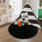 4X4 Area Rug round Black Rug Circle Rugs for Kids Bedroom Fluffy Carpets and Shaggy Rugs Small Teepee Furry Mat Comfy Reading Rug Circular Rug,Rugs for Girls Boys Room