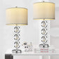 BOBOMOMO 26.5" Metal Crystal USB Table Lamps Set of 2 for Living Room Bedroom, Silver