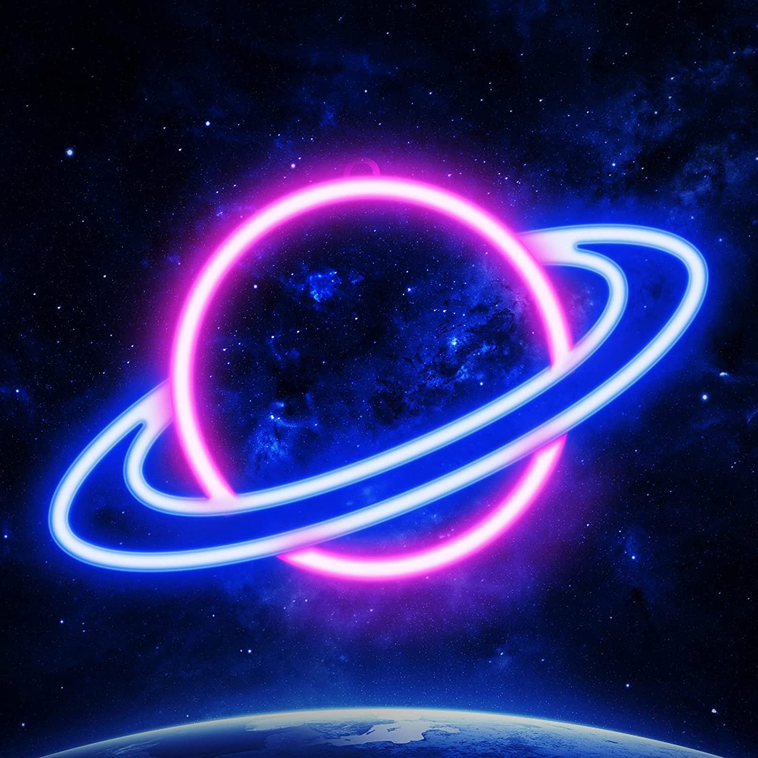 Neon Signs Planet Neon Sign, LED Neon Light Sign for Wall Decor, USB Powered Aesthetic Neon Signs for Bedroom, Cool Room, Kids Room, Bar, Festival, Birthday, Wedding, Party Decoration