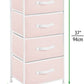 Mdesign Storage Dresser Furniture Unit - Tall Baby and Kid Standing Organizer Tower for Bedroom, Nursery, Playroom, and Closet - 4 Drawer Removable Fabric Bins - Pink/White