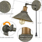 JEENKAE Vintage Swing Arm Wall Sconces Hardwired or Plug-In Bedroom Bath Wall Lamps Set of 2
