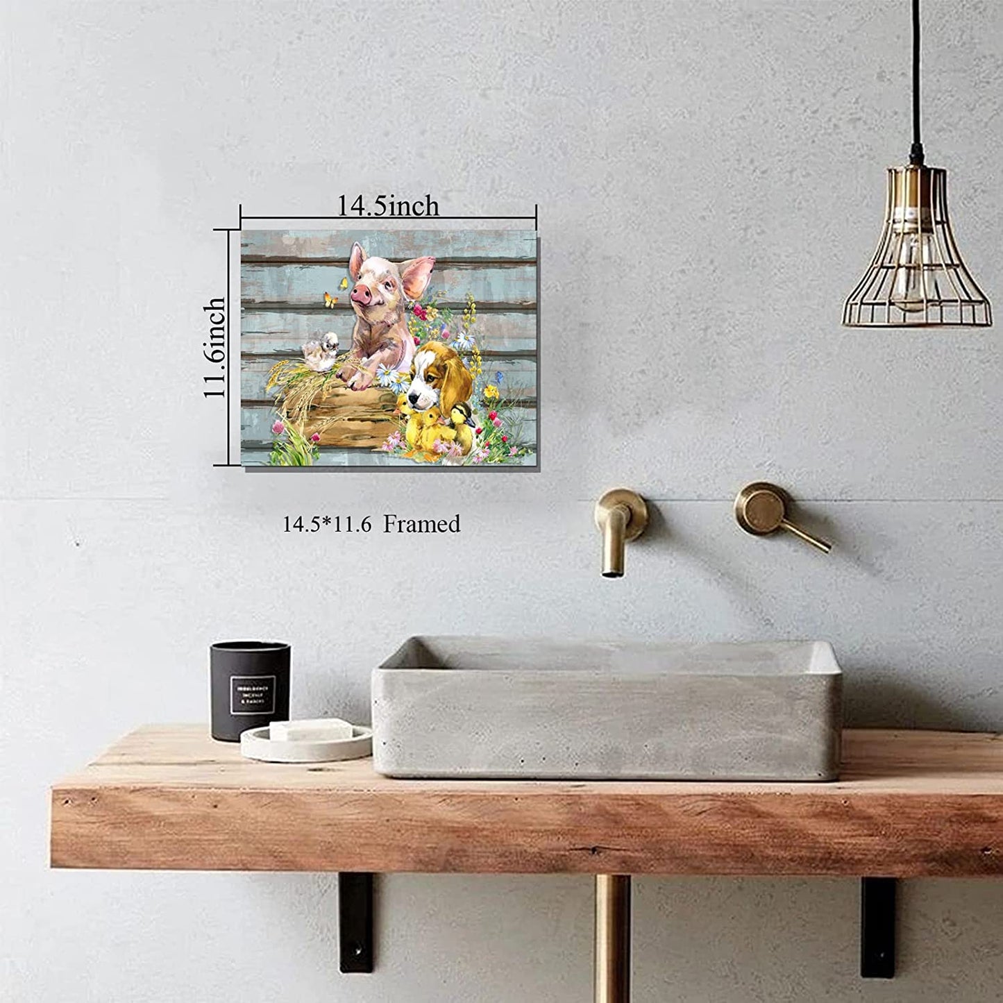 Farmhouse Wall Decor Pig Canvas Wall Art Bedroom Decor Ready to Hang Size 11.6X14.5