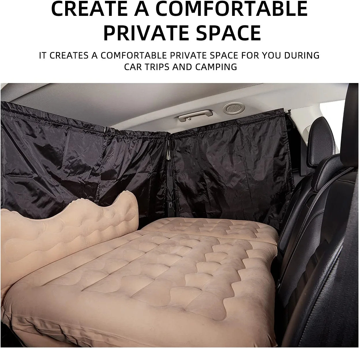 Car Divider Curtain Sun Shade,Car Window Shade,Car Sun Shade for Window Baby,Car Window Shades for Side Windows,Windshield Sunshade, Privacy Sunshade Curtain for Camping Air Mattress (Black)