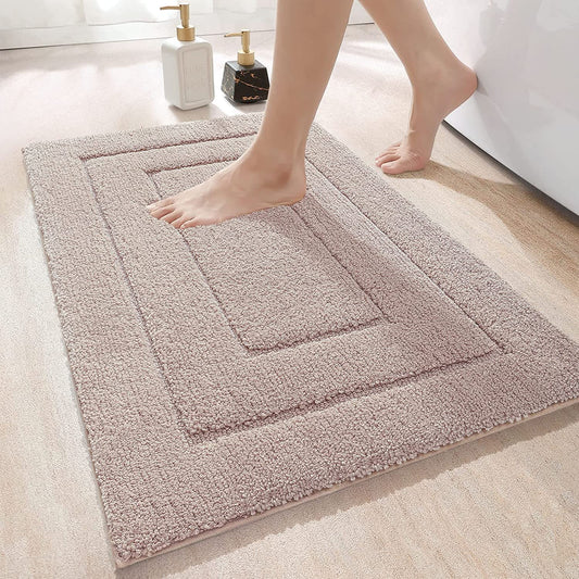 DEXI Bathroom Rug Mat, Extra Soft Absorbent Premium Bath Rug, Non-Slip Comfortable Bath Mat, Carpet for Tub, Shower, Bath Room, Machine Wash Dry, 16"X 24", Beige