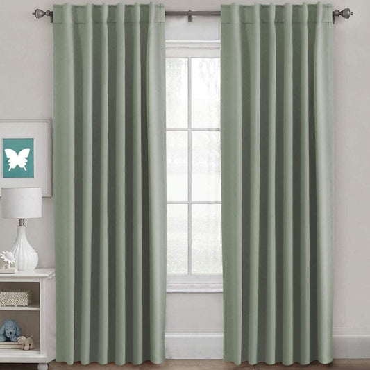 Blackout Curtains Thermal Insulated Window Treatment Panels Room Darkening Blackout Drapes for Living Room Back Tab/Rod Pocket Bedroom Draperies, 52 X 84 Inch, Light Sage, 2 Panels