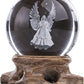 3D Angel Figurines Full Sphere Crystal Ball Laser Engraved Paperweight Home Art Decor Crafts(Clear)