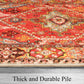 Oriental Floral Area Rug 3X5 Persian Distressed Living Room Throw Rug Boho Trible Indoor Washable Accent Rug Faux Wool Non-Slip Collection Floor Carpets for Sofa Dining Room Bedroom-Orange