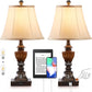 Drawealth Touch Control Traditional Table Lamp Set of 2,3-Way Dimmable Farmhouse Bedside Table Lamps with 2 USB Charging Ports Vintage Rustic Table Lamps for Living Room Bedroom Office Study