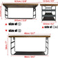 2 Tier Wall Mounted Shelf Set of 2, Wall Floating Shelves with Black Metal for Bedroom, Living Room, Bathroom, Laundry Room, Kitchen, 2 Different Sizes