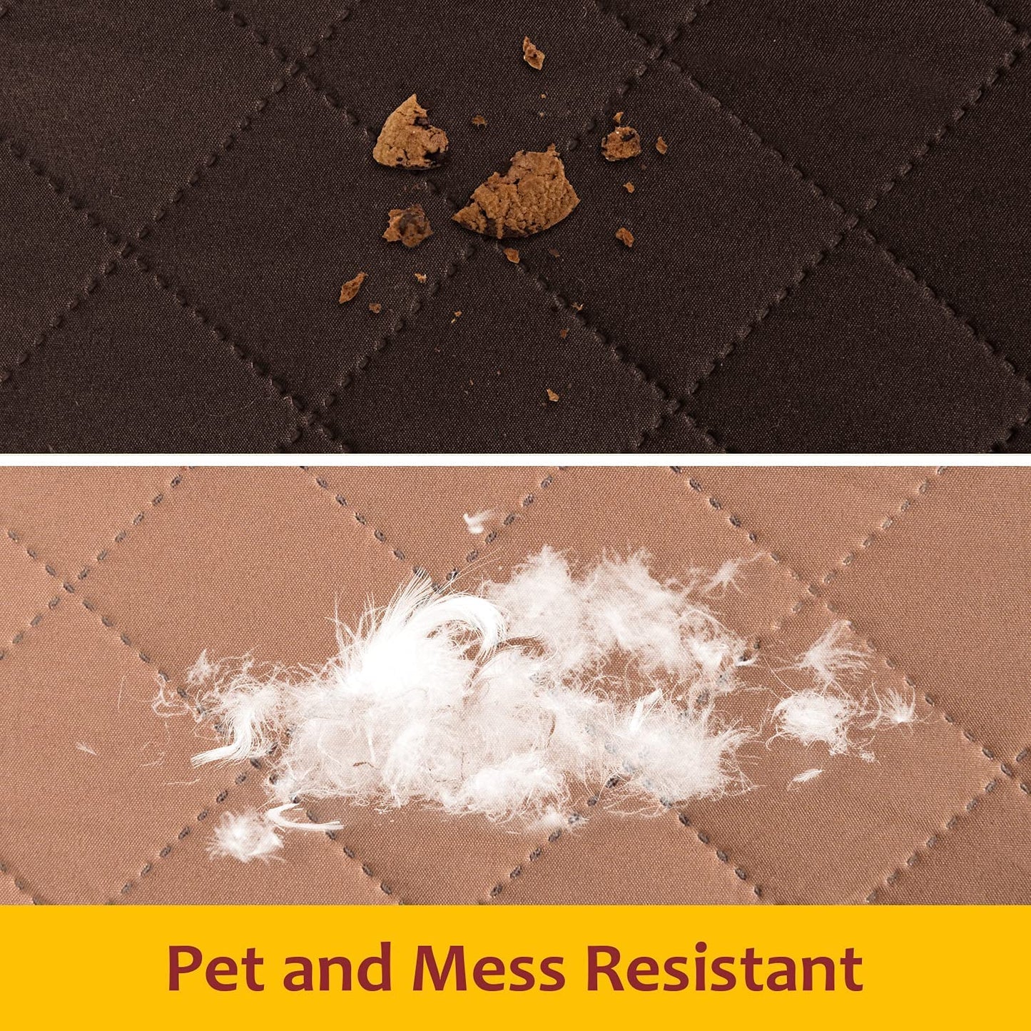 Sofa Cover Reversible Couch Cover for Dogs with Elastic Straps Water Resistant Furniture Protector for Pets Couch Cover for 3 Cushion Couch (Sofa, Coffee/Beige)