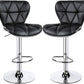 2Pcs Adjustable Bar Stools PU Leather Swivel Bar Chair with Shell Back Black Pub Chairs Counter Height Home Kitchen Dining Room Chairs