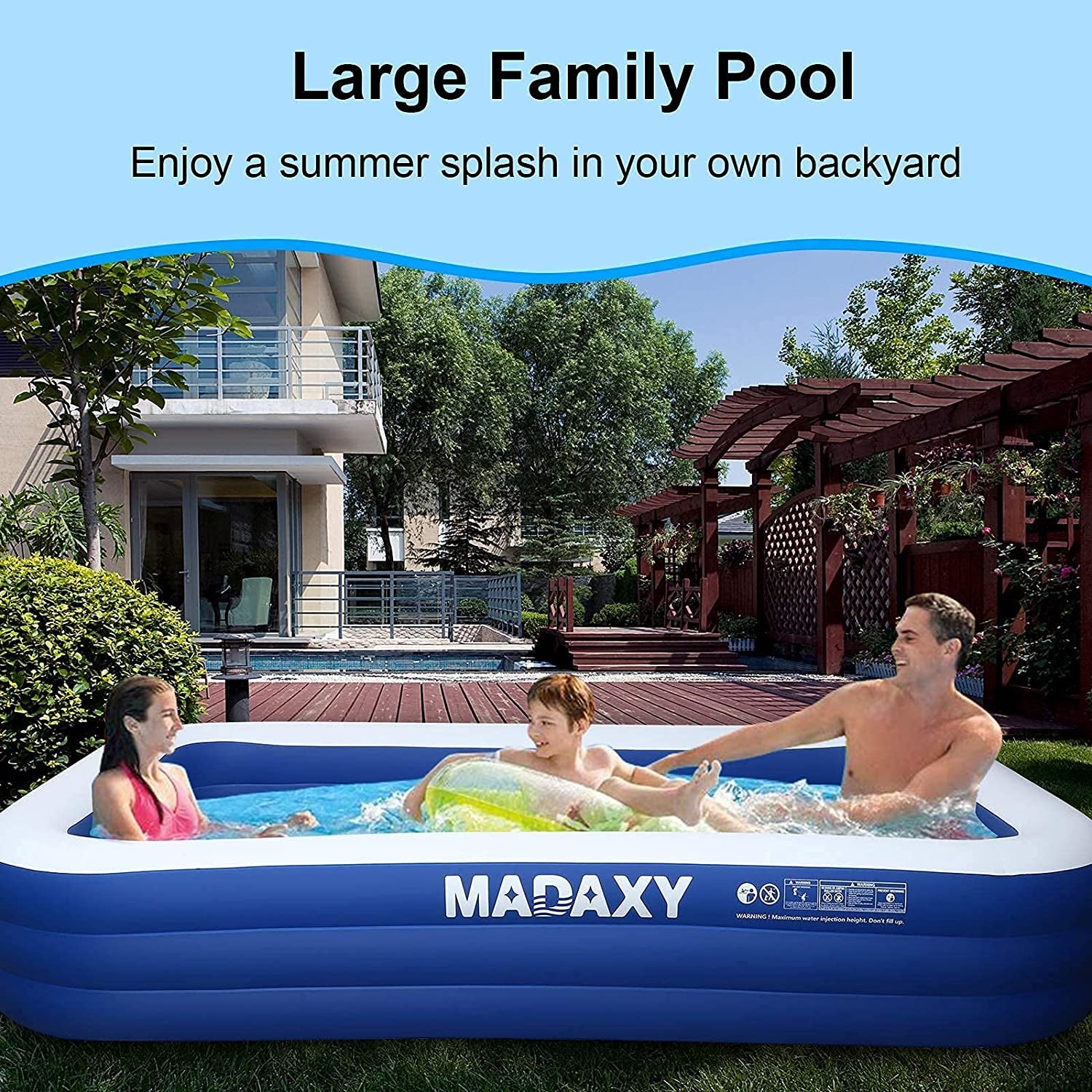 Inflatable Pool,  Swimming Pool for Kids and Adults, 120" X 72" X 22" Oversized Thickened Family Inflatable Pool for Kids, Toddlers, Adults, Outdoor, Garden, Backyard, Summer Water Party
