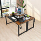 55 Inch Computer Desk, Home Office Desk, Large Writing Study Table with Splice Board, Morden Laptop Table with Monitor Stand, Headphone Hook, Extra Strong Legs (Black + Rustic Brown)