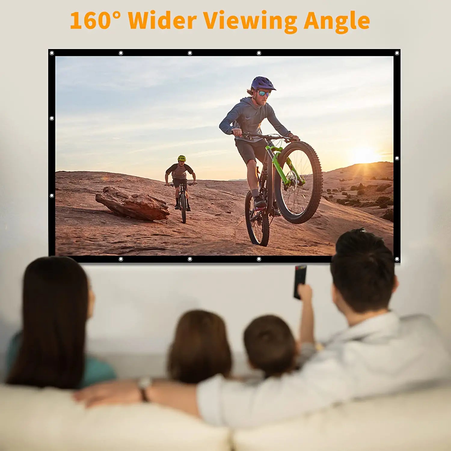 Projector Screen 120 Inch,  Movie Projector Screen 16:9 Foldable and Portable Anti-Crease Indoor Outdoor Projection Double Sided Video Projector Screen for Home, Party, Office, Classroom