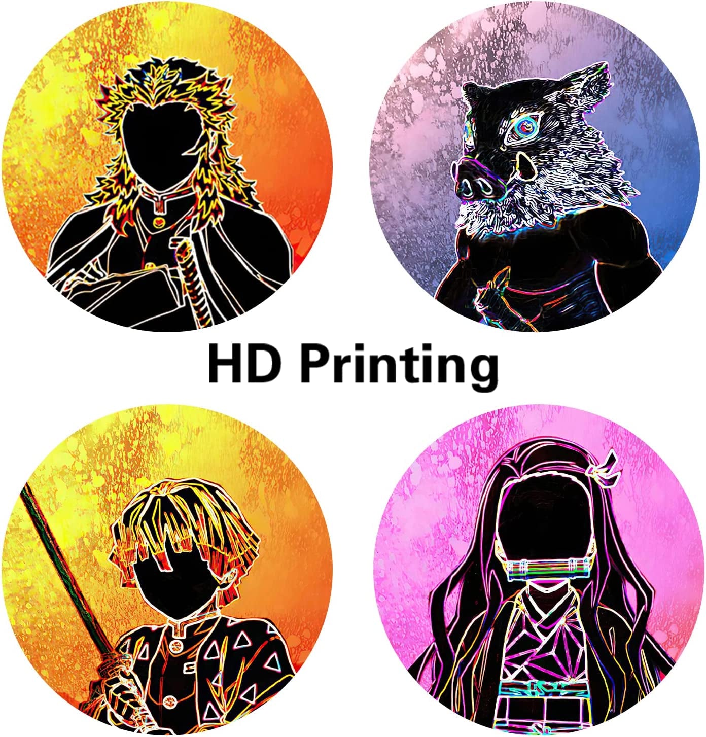 Demon Slayer Poster Anime Canvas Wall Art Kimetsu No Yaiba 5 Pieces HD Print Painting Tanjiro Nezuko Kamado Silhouette Decoration Pictures Modern for Living Bathroom Room Home Decor Unframed
