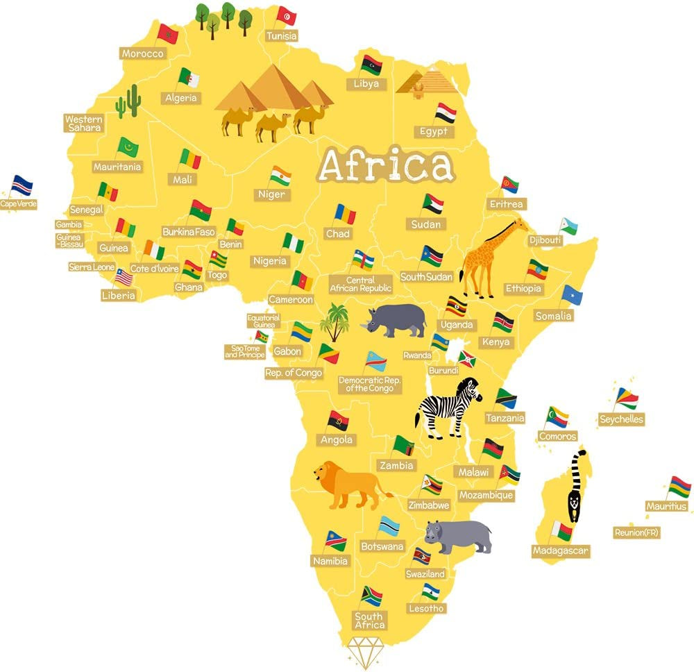 Kids Educational Removable World Map Peel and Stick Large Wall Decals Stickers for Children Nursery Bedroom Living Room…