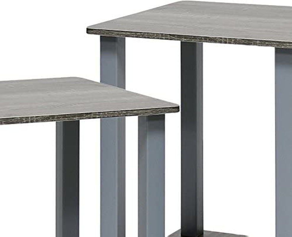 Simplistic Set of 2 End Table, French Oak Grey/Grey