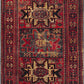 Vintage Hamadan Collection 4' X 6' Red / Multi VTH213A Oriental Traditional Persian Non-Shedding Living Room Bedroom Accent Rug