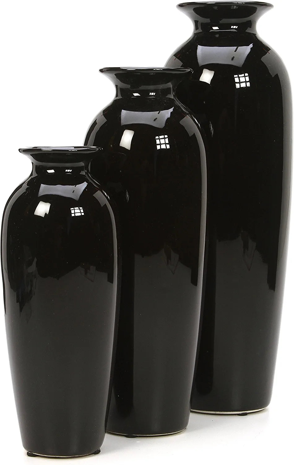 Set of 3 Black Ceramic Vases. Ideal Gift for Wedding or Special Occasions for Use in Home Office Decor Spa Aromatherapy Settings O9