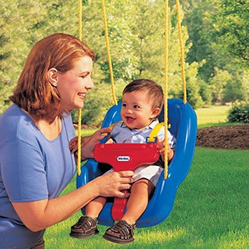 Little Tikes Snug 'N Secure Blue Swing with Adjustable Straps, 2-In-1 for Baby and Toddlers Ages 9 Months - 4 Years
