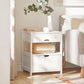 FRG258-W, White Nightstand with 2 Drawers, Bedside Table, End Table, Side Table, Lamp Table