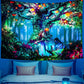 Blacklight Tapestry UV Reactive Tree of Life Tapestry Wall Hanging, Fantasy Forest Tapestries with Fairy Tales Tapestry Posters Trippy Mushroom Tapestry for Bedroom Glow in the Dark (59.1 in X 82.7 In)